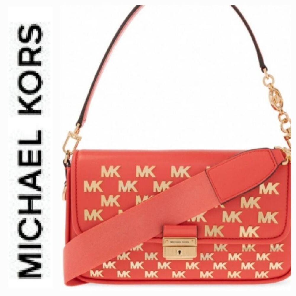 Michael Kors Bradshaw‎ Monogram Print Convertible Shoulder Bag- Dahlia